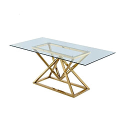 Homy france Table à manger rectangulaire verre - Transparent