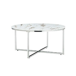 Homy France Table basse ronde LORIE chrome plateau en verre D90 cm