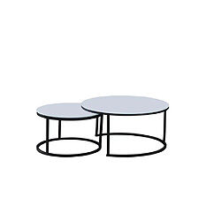 Homy France Lot de 2 tables Basses Gigogne ARTO métal noir et plateau en verre