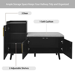 OKWISH Meuble chaussures noir, 3 portes, poignées métal asymétriques pas cher