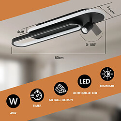 Acheter Plafonnier LED NETTLIFE noir moderne à intensité variable avec 1 spot de plafond