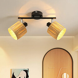 NETTLIFE Spot De Plafond 2 Flammes E14 Noir Naturel Plafonnier Papier Salon