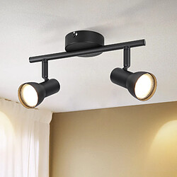 Spot de plafond NETTLIFE 2 flammes, noir, moderne, GU10, métal, pivotant à 350°