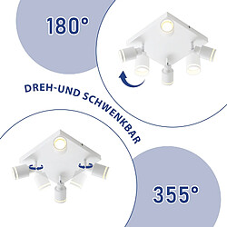 NETTLIFE Plafonnier LED 4 Spots de plafond : modèles carrés plafonnier Blanc Spot mural orientable GU10 intérieur métal, sans ampoule