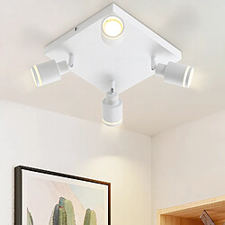 NETTLIFE Plafonnier LED 4 Spots de plafond : modèles carrés plafonnier Blanc Spot mural orientable GU10 intérieur métal, sans ampoule