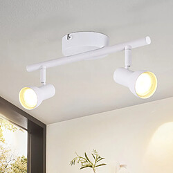 Spot de plafond NETTLIFE 2 flammes design moderne blanc spot GU10 métal spots de plafond orientables à 350°