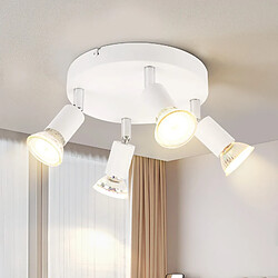 Spot de plafond LED NETTLIFE Blanc - Plafonnier orientable 4 flammes GU10 en métal moderne