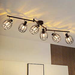 NETTLIFE Spot De Plafond 6er En Cristal Noir Vintage E14 Pour Couloir Industriel Pivotant à 350°