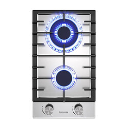 ThermoMate GHSS302 Plaque de Cuisson à Gaz 2 Foyers, Encastrable, Gaz Naturel/Propane, Acier Inoxydable, 5200W