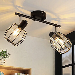 NETTLIFE Spot De Plafond 2er En Cristal Noir Vintage E14 Pour Couloir Industriel Pivotant à 350°