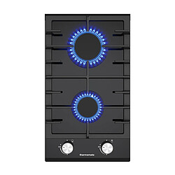 ThermoMate GHBG302 Plaque de Cuisson à Gaz 2 Foyers 30cm, Encastrable, Gaz Naturel/Propane, Verre Noir 4200W