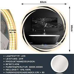 Nettlife Miroir de salle de bain rond lumineux - 80 cm pas cher