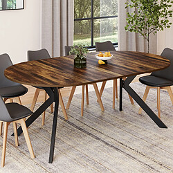 Idmarket TAM ALIX EXT 4-10 PERS HAWKINS - Table à manger extensible ronde ALIX 4-10 personnes pied araignée noir et plateau bois foncé HAWKINS 110-200 cm