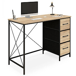 Idmarket Bureau 3 tiroirs en tissu UTAH