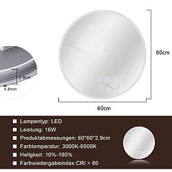 NETTLIFE Miroir avec éclairage Miroir mural LED IP44 rond 60cm avec fonction miroir tactile éclairé rond avec lumière dimmable pas cher
