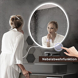 Avis NETTLIFE Miroir avec éclairage Miroir mural LED IP44 rond 60cm avec fonction miroir tactile éclairé rond avec lumière dimmable