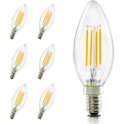 Nettlife ampoules LED E14 bougie filament vintage - lot de 6