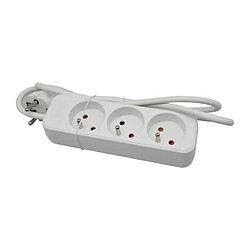 Gao Bloc multiprise 3 prises 2P+T 16A câble 1 m protection enfants blanc mat