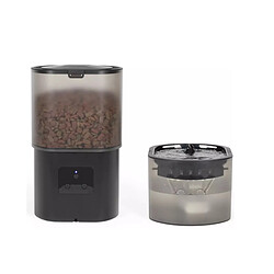 Distributeur de croquettes automatique 5w noir + fontaine à eau - PET107 - LIVOO
