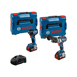 Bosch Combi-Kit 2 Outils 18V - Perceuse visseuse sans fil GSR 18V-110C + Boulonneuse sans fil GDR 18V-210C + 2 Batteries GBA 18V 5.0Ah +