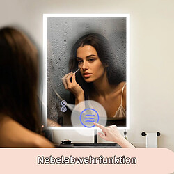 Avis NETTLIFE Miroir avec lumière - 60x80cm Miroir mural LED Verre antidéflagrant Miroir de salle de bain avec miroir tactile
