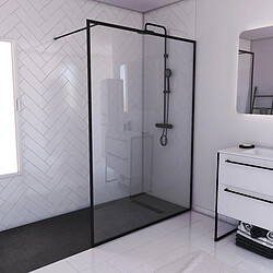 Aurlane Paroi de Douche 140x200 cm - Cadre et Bras Aluminium NOIR MAT - DARK CONTOURING