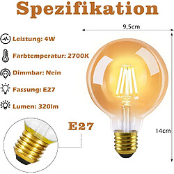 Nettlife lot de 2 ampoules LED E27 vintage