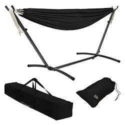 ML-Design Hamac XXL noir avec sac de transport et support réglable en acier pour jardin