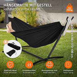 ML-Design Hamac XXL noir avec sac de transport et support réglable en acier pour jardin
