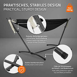 Avis ML-Design Hamac XXL noir avec sac de transport et support réglable en acier pour jardin