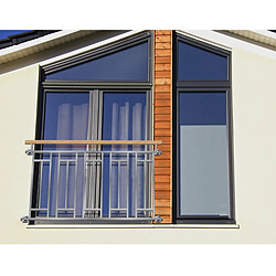 Ecd Germany Garde-corps balcon française argenté aspect bois 156x90 cm en acier inoxydable