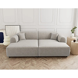 Lisa Design Aumance - canapé droit 4 places avec double méridienne assise profonde en velours texturé