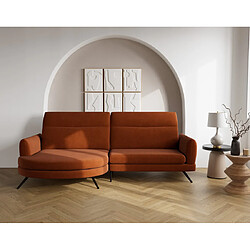 Lisa Design Terry - canapé d'angle gauche 4 places avec têtières réglables en tissu texturé