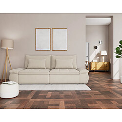 Lisa Design Elvona - Canapé droit 3 places convertible avec coffre en tissu texturé