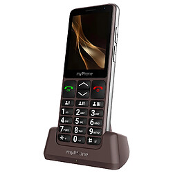 Myphone Téléphone Senior touches mémoires Autonomie 18 jours socle de charge Marron