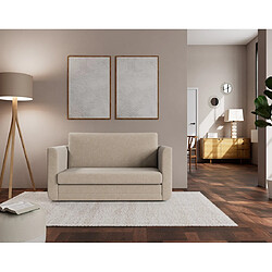 Bestmobilier Isana - Canapé 2 places convertible déplimousse avec accoudoirs incurvés en tissu