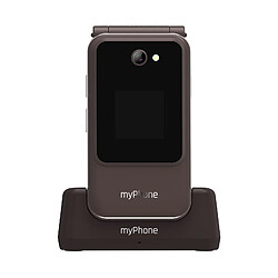 Myphone Téléphone Clapet Senior Double écran Autonomie 7 jours Socle de charge Marron