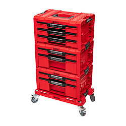 Qbrick System PRO Drawer Workshop Set 3 RED ULTRA HD + 2x Drawer 2 Toolbox + 1x Drawer 3 Toolbox + planche à roulettes