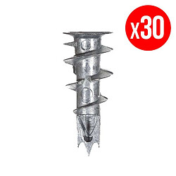 Sachet de 30 chevilles autoperceuses FISCHER 520181 métal GKM-S - pour matériaux creux - 35 mm