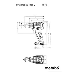 Perceuse visseuse 12V sans fil PowerMaxx BS 12 BL Quick 2x 4Ah Li-HD - METABO - 601045920 - ASC 55, coffret