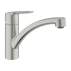 Mitigeur évier START GROHE 32441DC2 QuickFix Plus - bec bas- rotation 140° - inox brossé