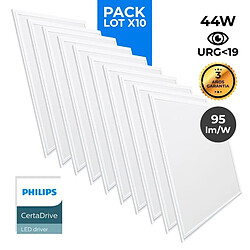 Barcelona LED Lot de 10 - Panneau LED 60x60 extra-plat - Driver Philips - 44W- Blanc Chaud 