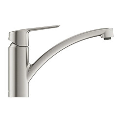 Mitigeur évier START GROHE 32441DC2 QuickFix Plus - bec bas- rotation 140° - inox brossé