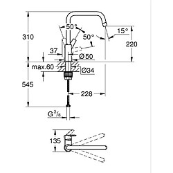 Avis Robinet de Cuisine GROHE Start - Noir Mat - À Levier Unique - Bec Haut - Rotation 150°