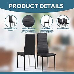 Avis Sinlikon Lot de 6 Chaise Cuisine, Chaise de Salle à Manger, Dossier Haut de la Cuisine, Chaise de Salle à Manger Confortable et Durable - Noir (6)