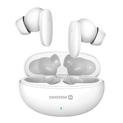 Swissten Écouteurs TWS Bluetooth 5.3 Musique et Appels Boitier 230mAh USB-C Blanc 