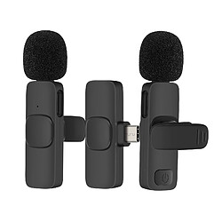 Avizar Micro cravate sans fil avec Récepteur USB C pour Smartphone Noir