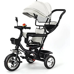 Sinlikon Tricycle enfant - Tricycle évolutif - structure métal - panier sac - bébé Mixte de 2 à 5 ans - Gris