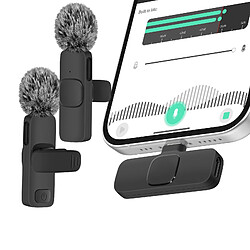 Avizar Micro lavalier sans fil USB C 2x micros + anti-vent extérieur Noir