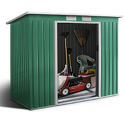 Sinlikon Abri de Jardin en Metal 2.35 m² - 194x121x180cm - Remise à Outils avec Porte Coulissante - Remise à Outils en Métal avec Toit Monopente (194x121x180 CM)